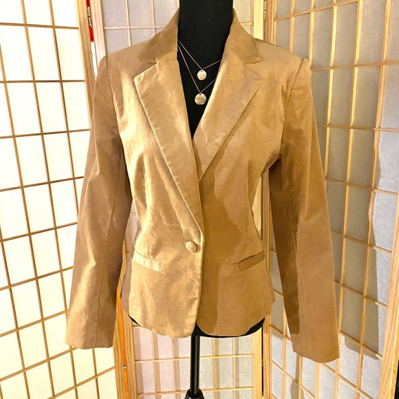 NWT NY & CO-Tan/Lite corduroy blazer. 1 button, M - Picture 1 of 9
